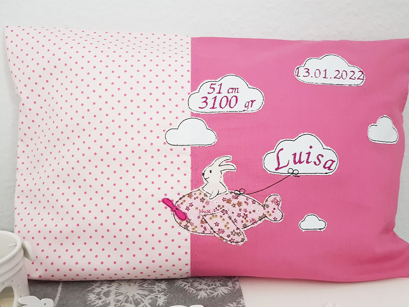 Hase im Flugzeug - doodle Stickdatei